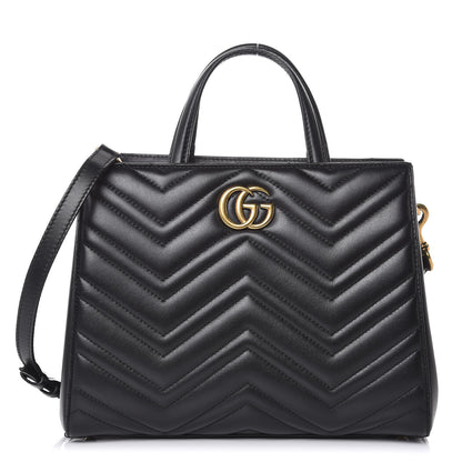 Gucci Calfskin Matelasse Small GG Marmont Tote Black 1 of 8