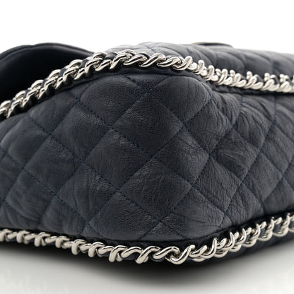 Chanel Washed Lambskin Quilted Maxi Chain Around Flap Navy Blue 9 of 11