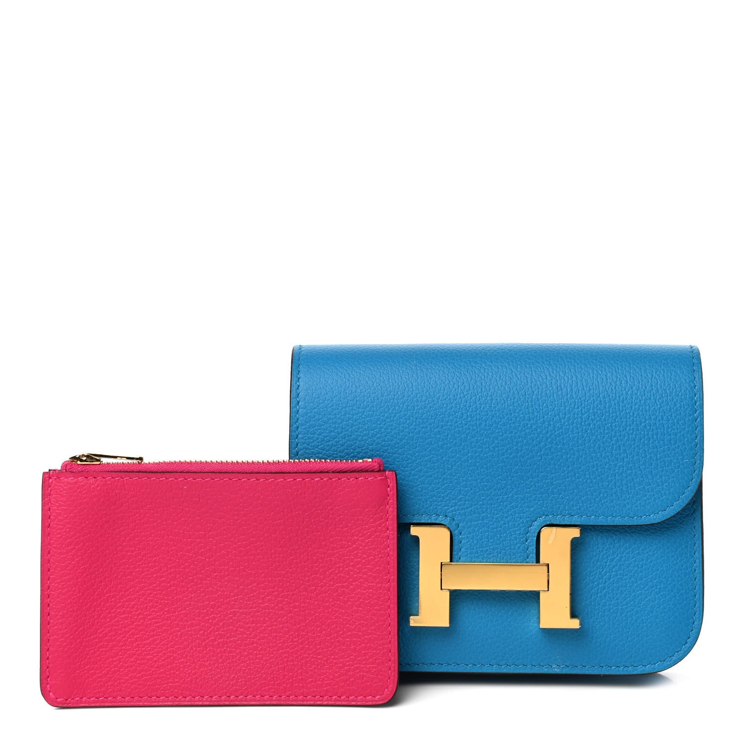 Hermes Evercolor Bi-Color Constance Slim Wallet Bleu Frida Rose Mexico 2 of 8