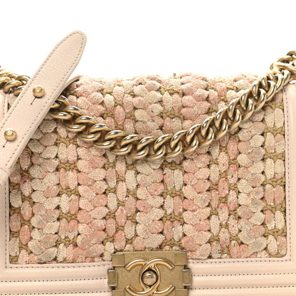 Chanel Braided Tweed Lambskin Medium Boy Flap Pink 8 of 10