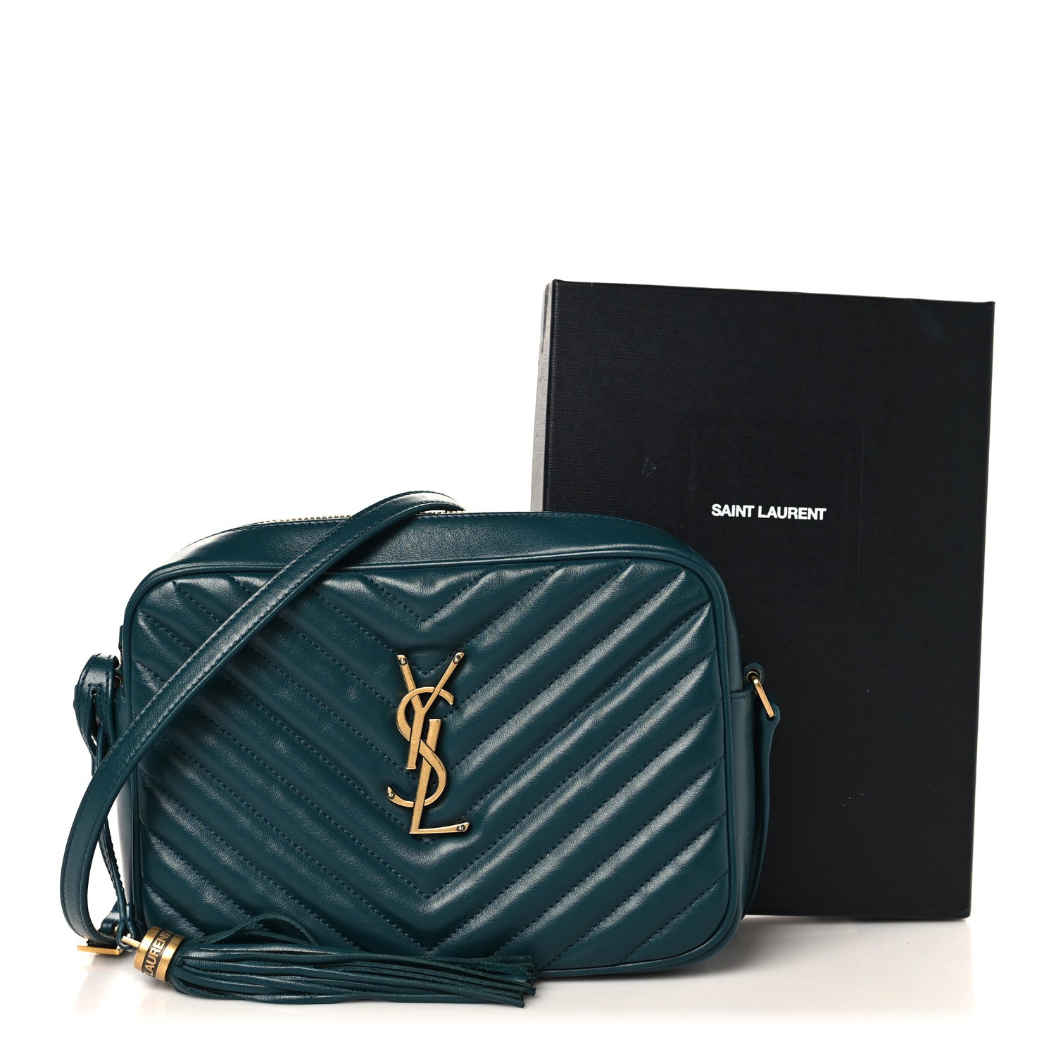 Saint Laurent Calfskin Matelasse Monogram Lou Camera Bag Sea