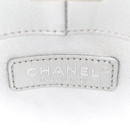 Chanel Hammered Metallic Calfskin Quilted Vanity Clutch With Chain Silver 6 of 10