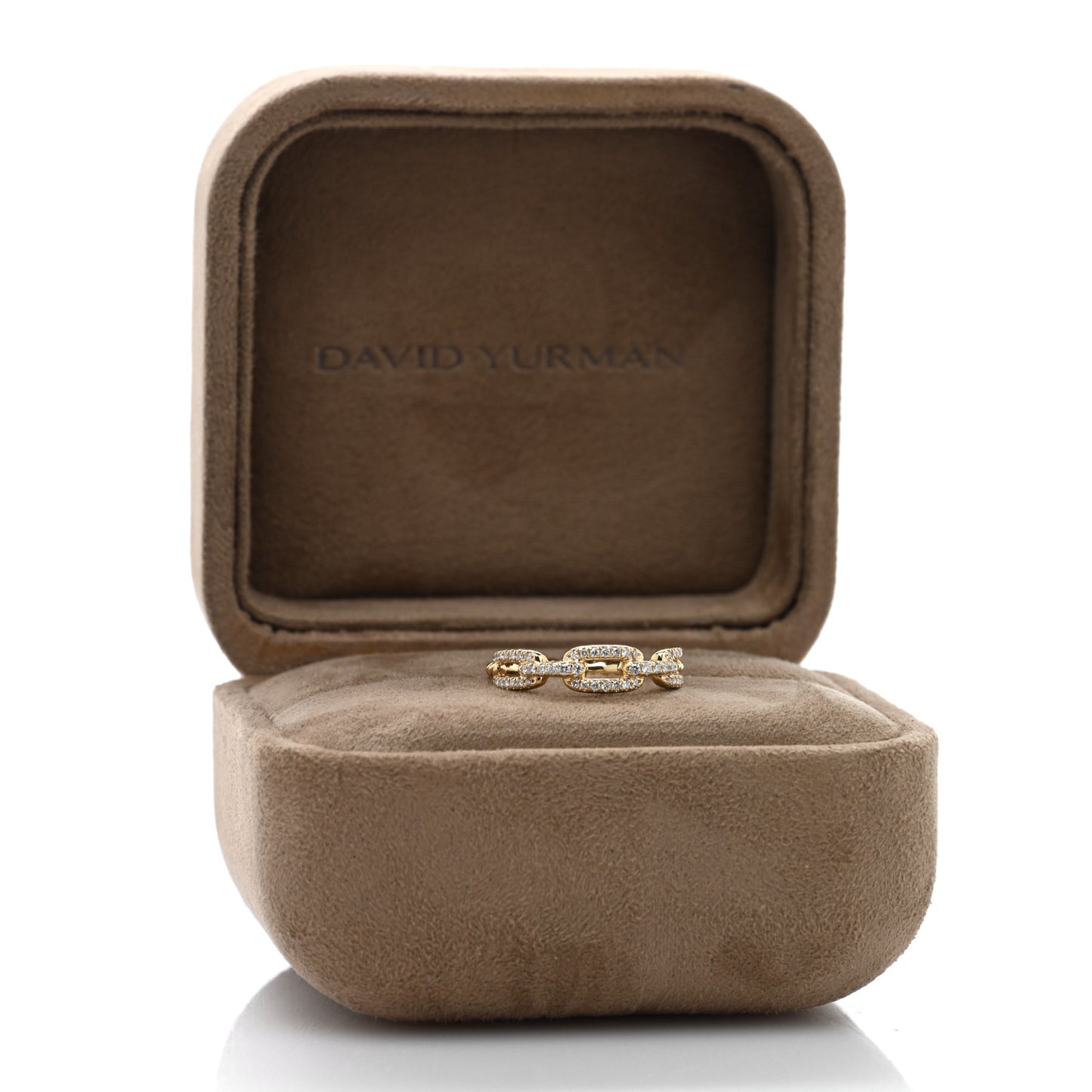 18K Yellow Gold Diamond 4.5mm Stax Single Row Chain Link Ring 50 5.5