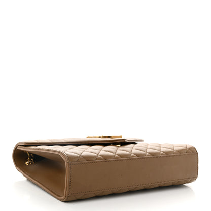 Saint Laurent Lambskin Mixed Matelasse Triquilt Medium Monogram Satchel Dark Cork 4 of 10