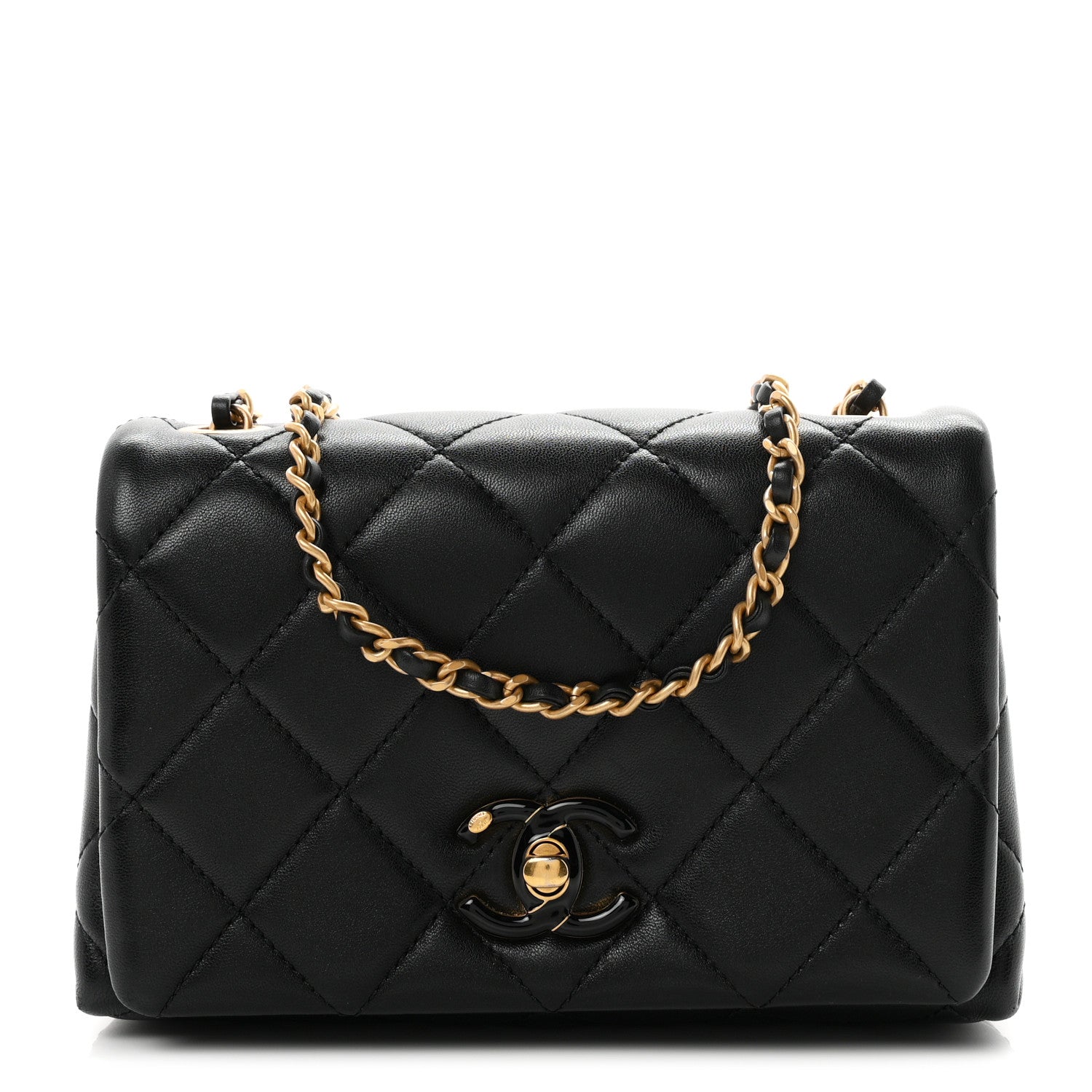 Chanel Shiny Lambskin Quilted Enamel CC Mini Flap Black 1 of 11