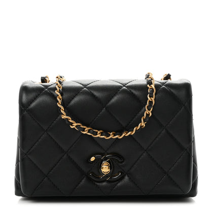 Chanel Shiny Lambskin Quilted Enamel CC Mini Flap Black 1 of 11