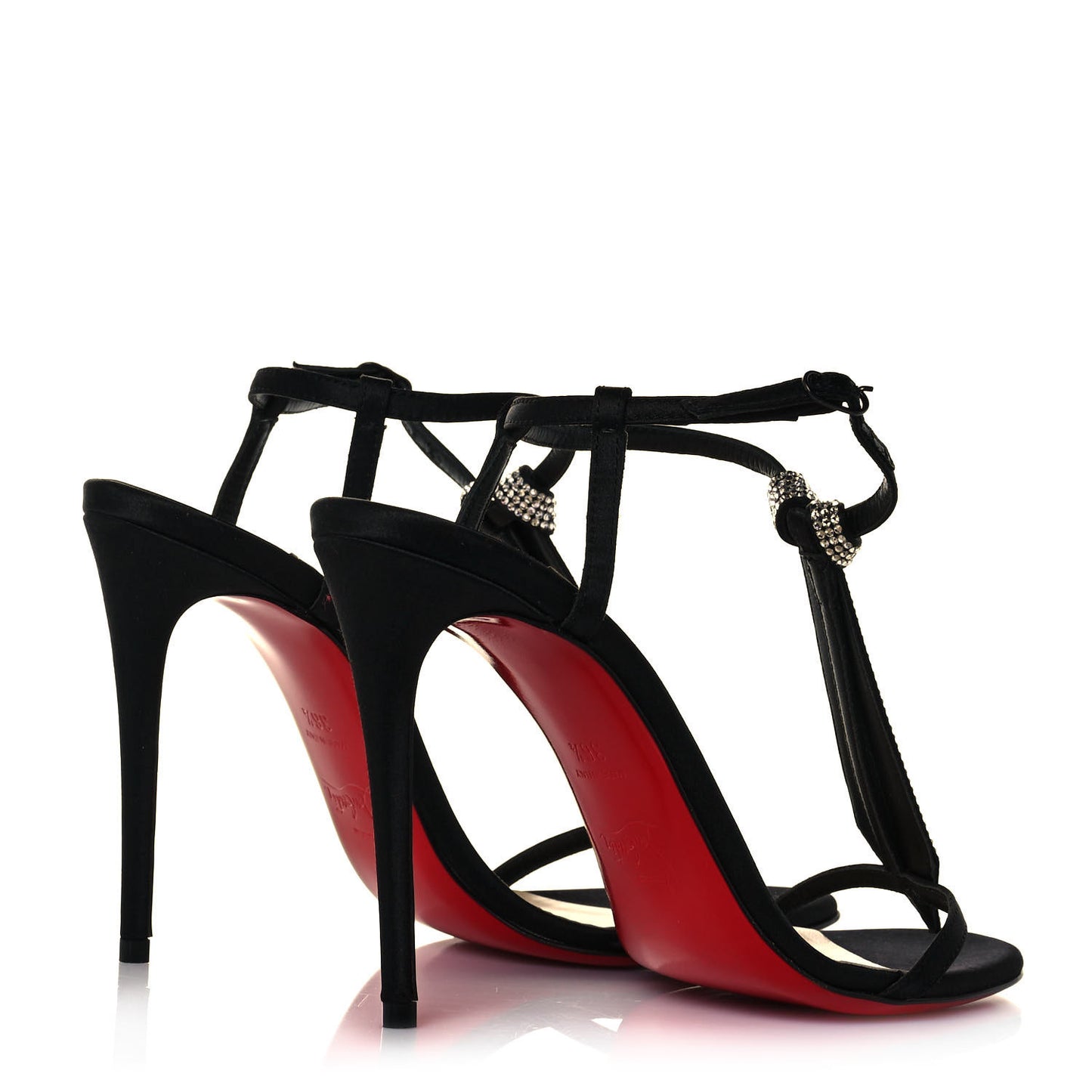 Satin Crepe Strass T Cab 100 T-Strap Sandals 36.5 Black