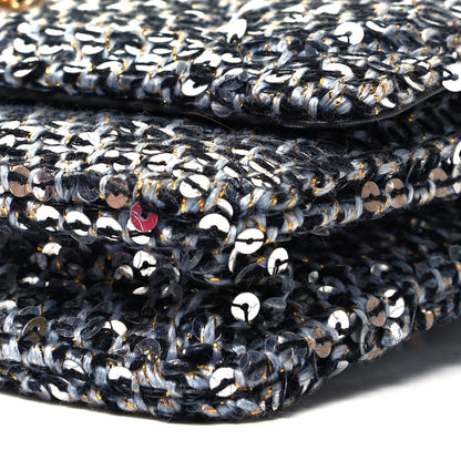 Chanel Sequin Quilted Chanel 19 Wallet On Chain WOC Silver 8 of 8