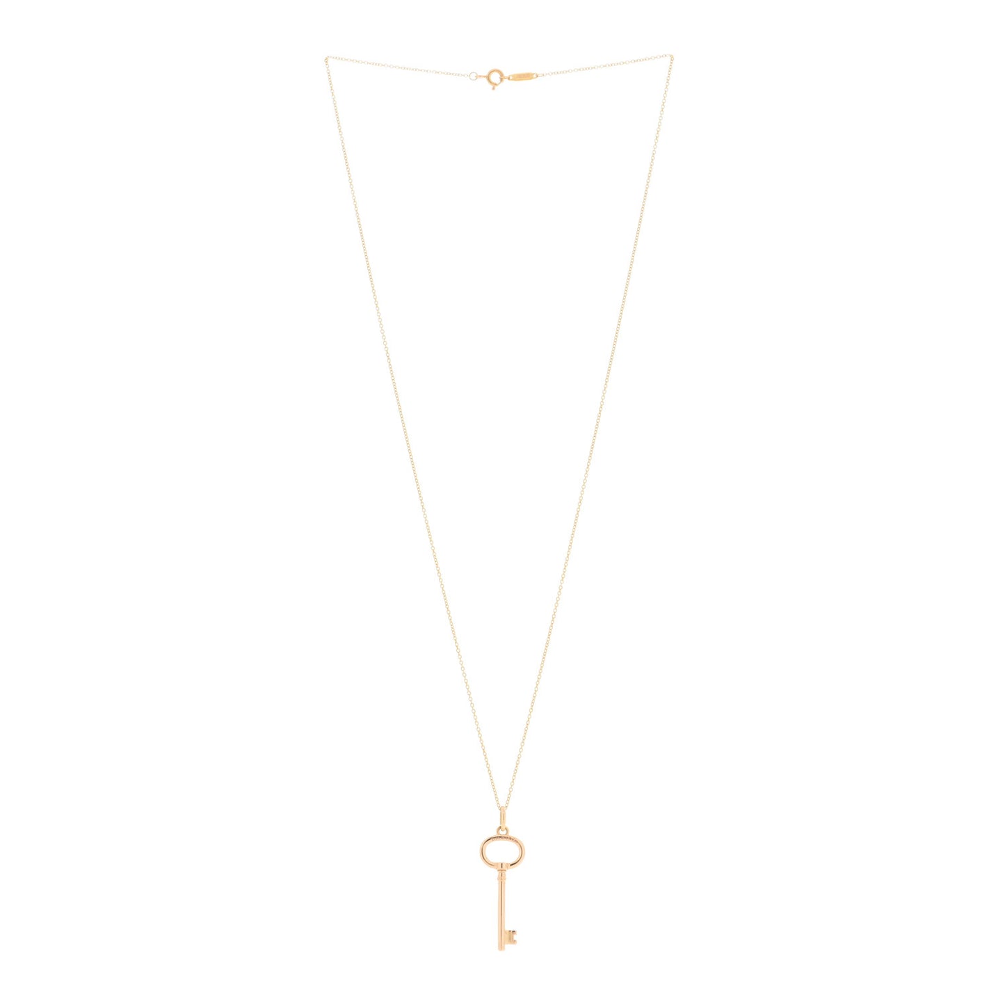 18K Rose Gold Small Oval Key Pendant Necklace