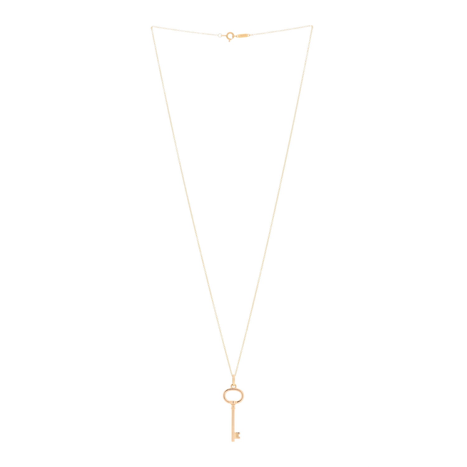 Tiffany 18K Rose Gold Small Oval Key Pendant Necklace 2 of 4