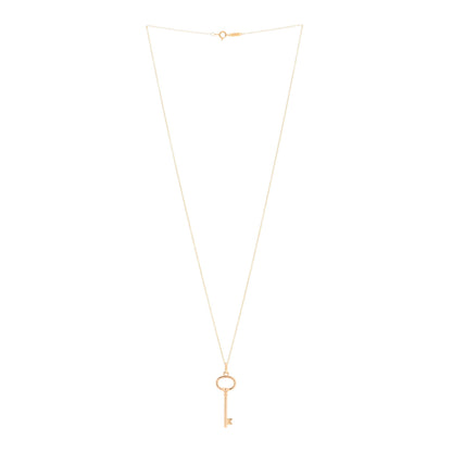 Tiffany 18K Rose Gold Small Oval Key Pendant Necklace 2 of 4
