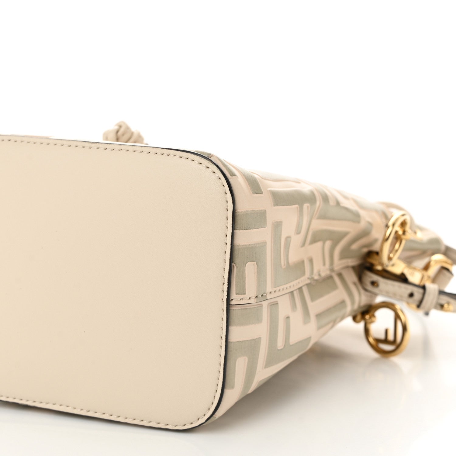 Fendi Vitello Liberty F is Fendi Bi-Color FF 1974 Embossed Mini Mon Tresor Bucket Bag Camelia Mandorlo 10 of 10