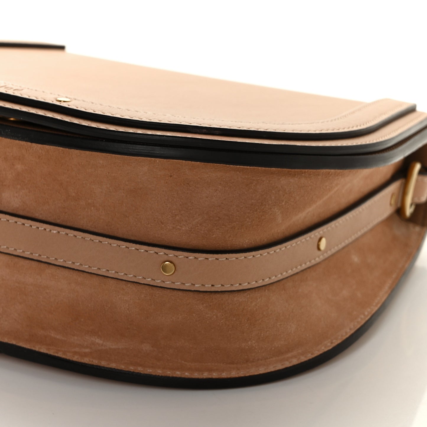 Calfskin Suede Medium Nile Bracelet Bag Biscotti