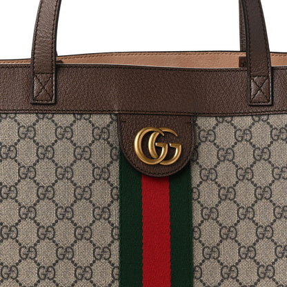 Gucci GG Supreme Monogram Web Ophidia Tote Brown 9 of 11