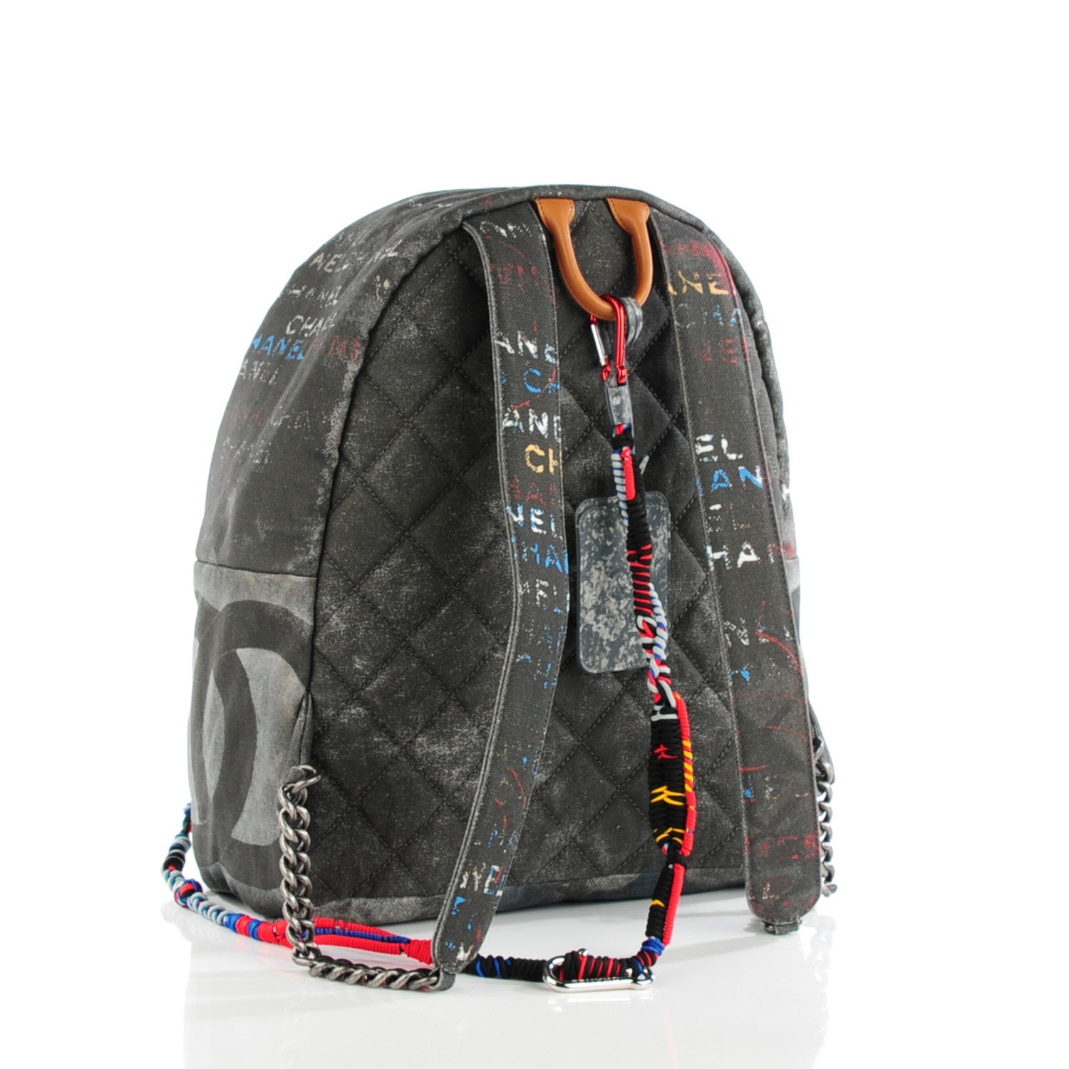 Chanel Graffiti Printed Canvas Medium Backpack Grey 3 of 7