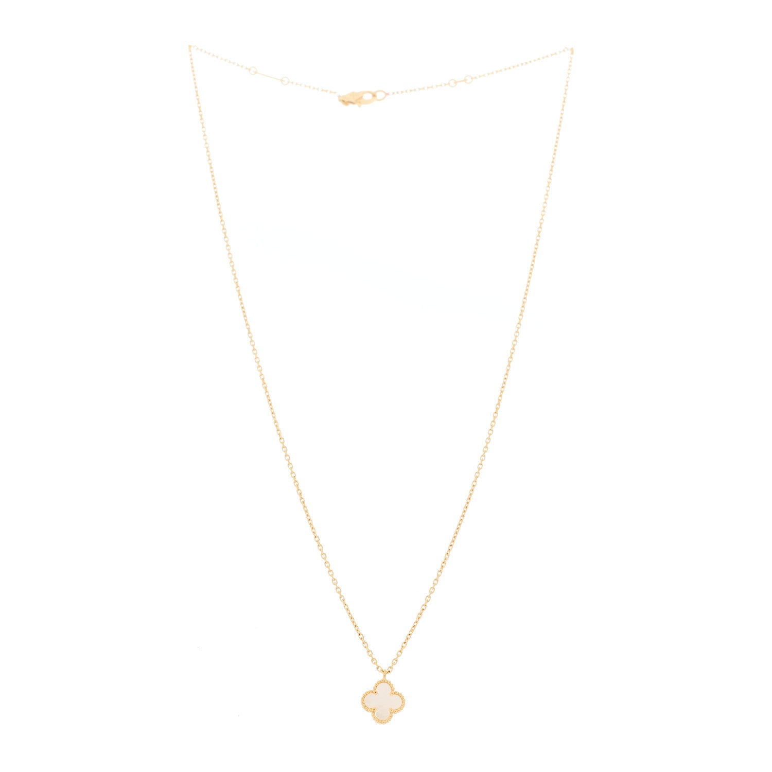 Van Cleef & Arpels 18K Yellow Gold Mother of Pearl Sweet Alhambra Pendant Necklace 3 of 6