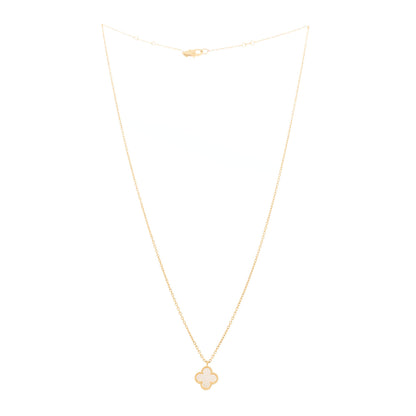 Van Cleef & Arpels 18K Yellow Gold Mother of Pearl Sweet Alhambra Pendant Necklace 3 of 6