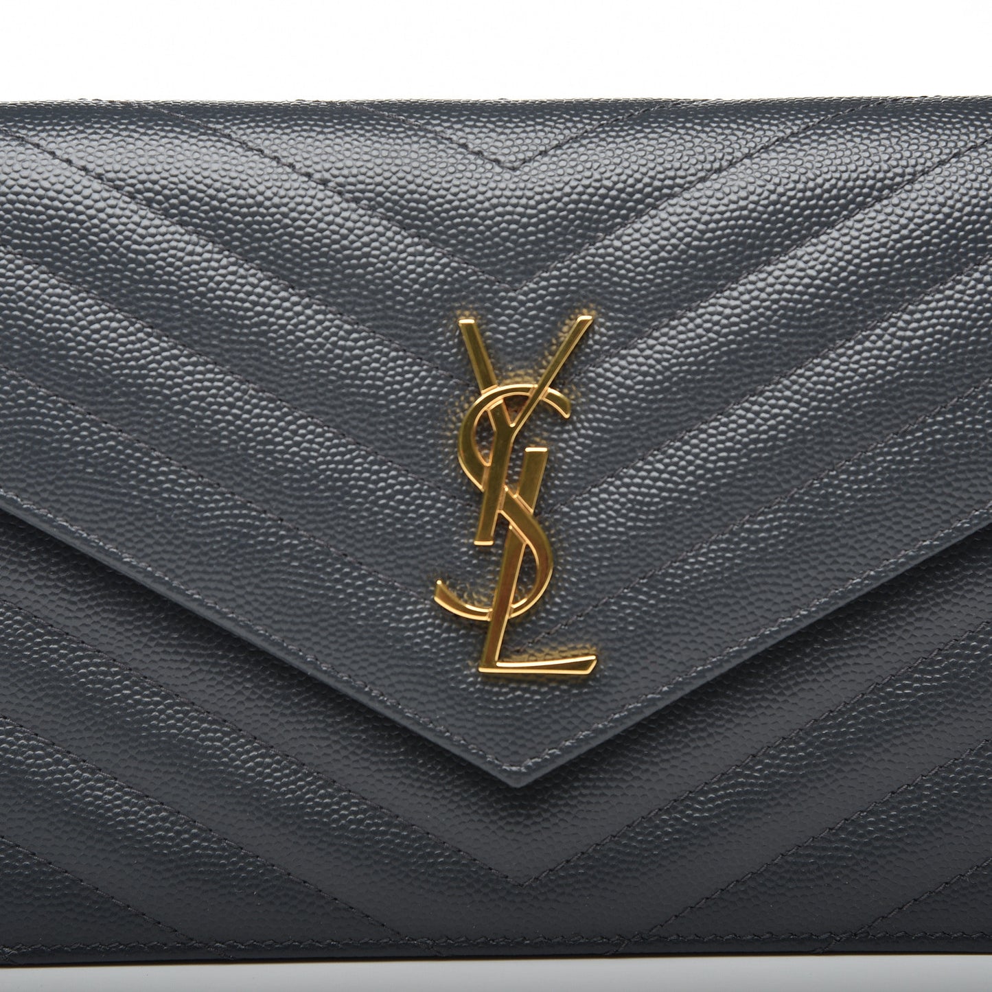 Grain De Poudre Matelasse Chevron Monogram Envelope Chain Wallet Dark Smog
