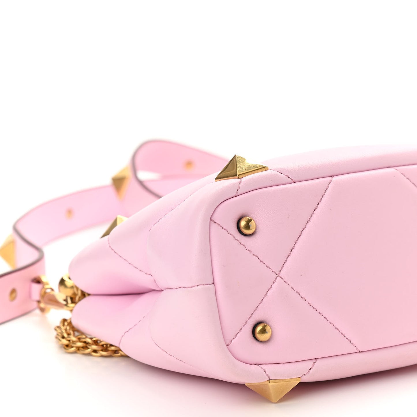 Nappa Mini Roman Stud The Handle Bag Pink Borealis