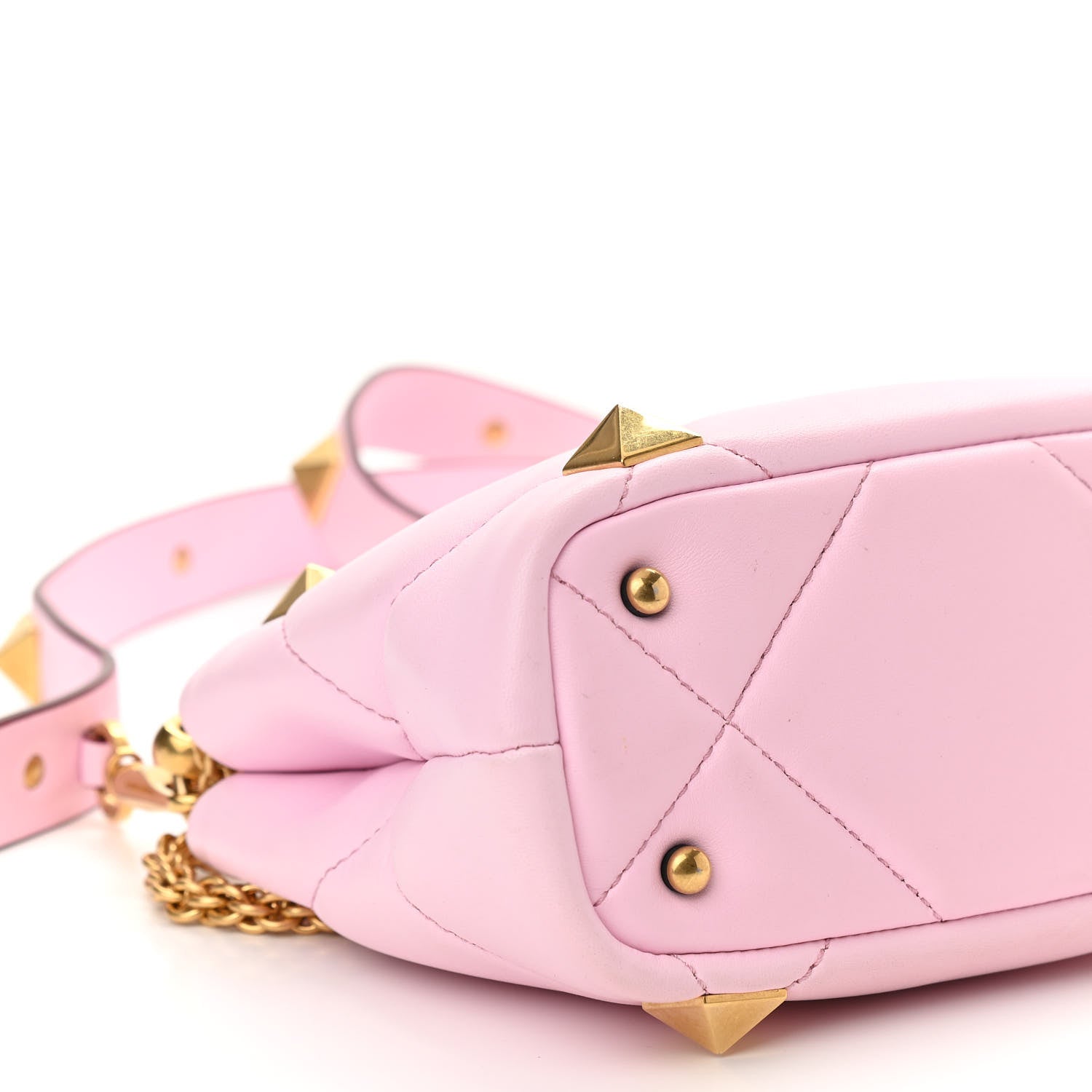 Valentino Garavani Nappa Mini Roman Stud The Handle Bag Pink Borealis 8 of 9