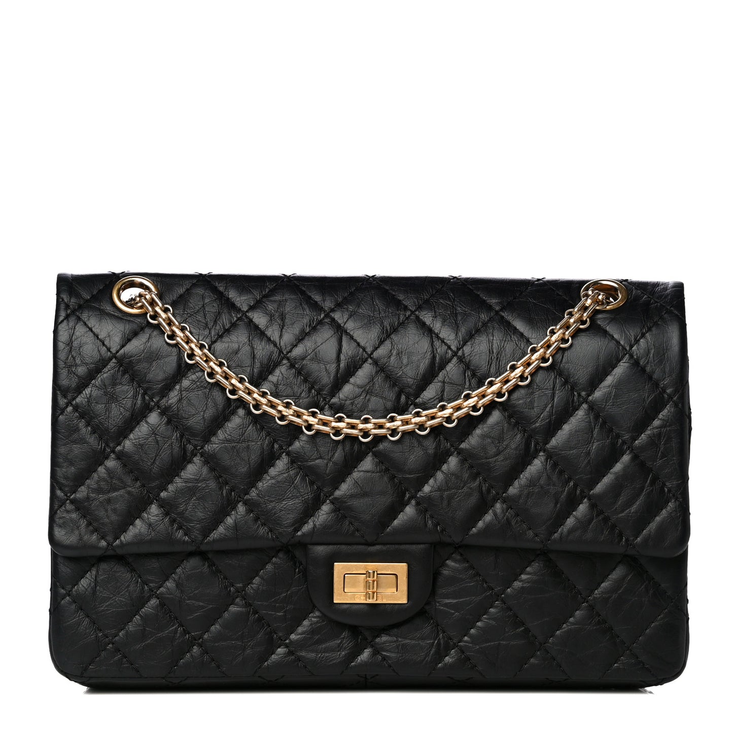Aged Calfskin Quilted 2.55 Reissue 226 Flap Black
