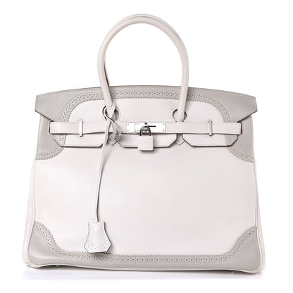 Hermes Swift Ghillies Birkin 35 White Gris Perle 1 of 34