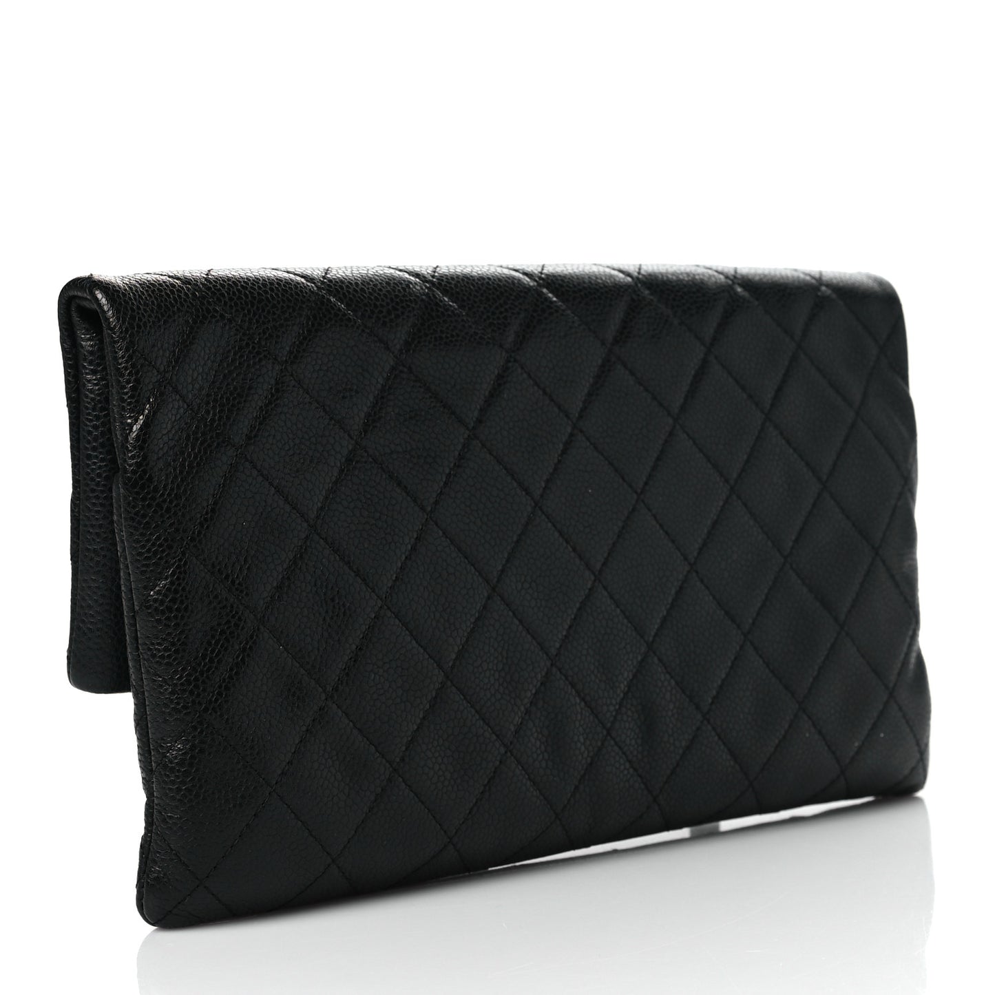 Caviar Quilted CC Beauty Clutch Black