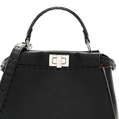 Fendi Cuoio Romano Selleria Bi-Color Mini Peekaboo Iconic Satchel Black Mou 7 of 10
