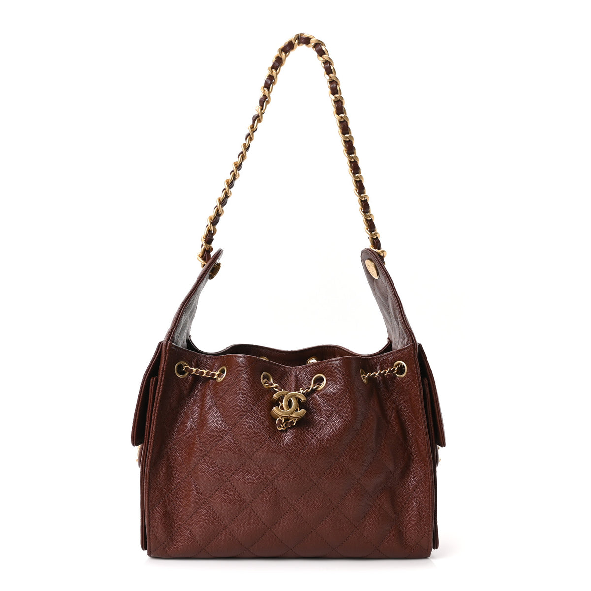 Caviar Quilted Small Chanel 25 Handbag Brown