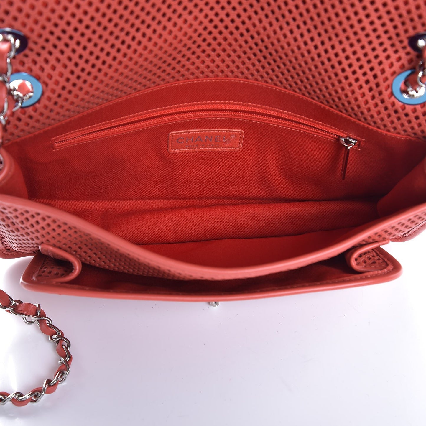 Perforated Calfskin Up In The Air Flap Red