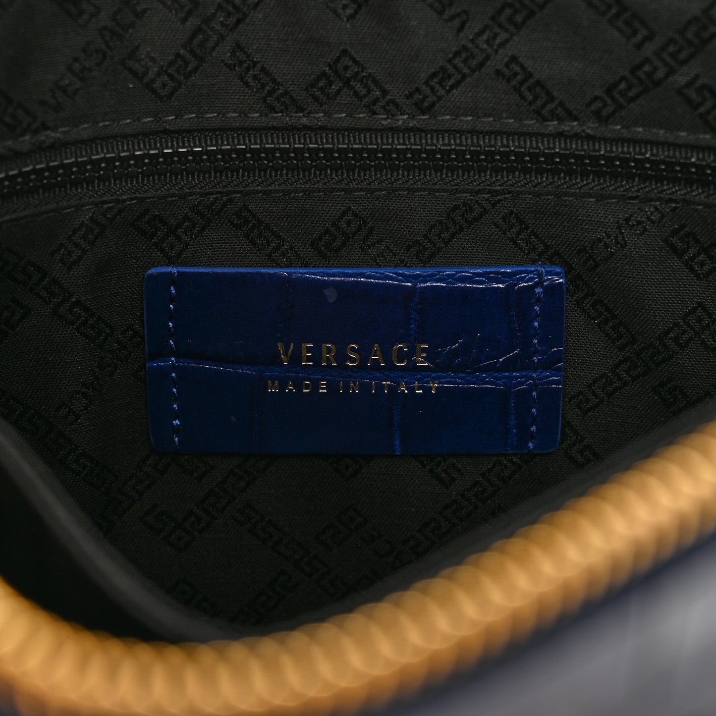 Calfskin Crocodile Embossed La Medusa Pouch Blue