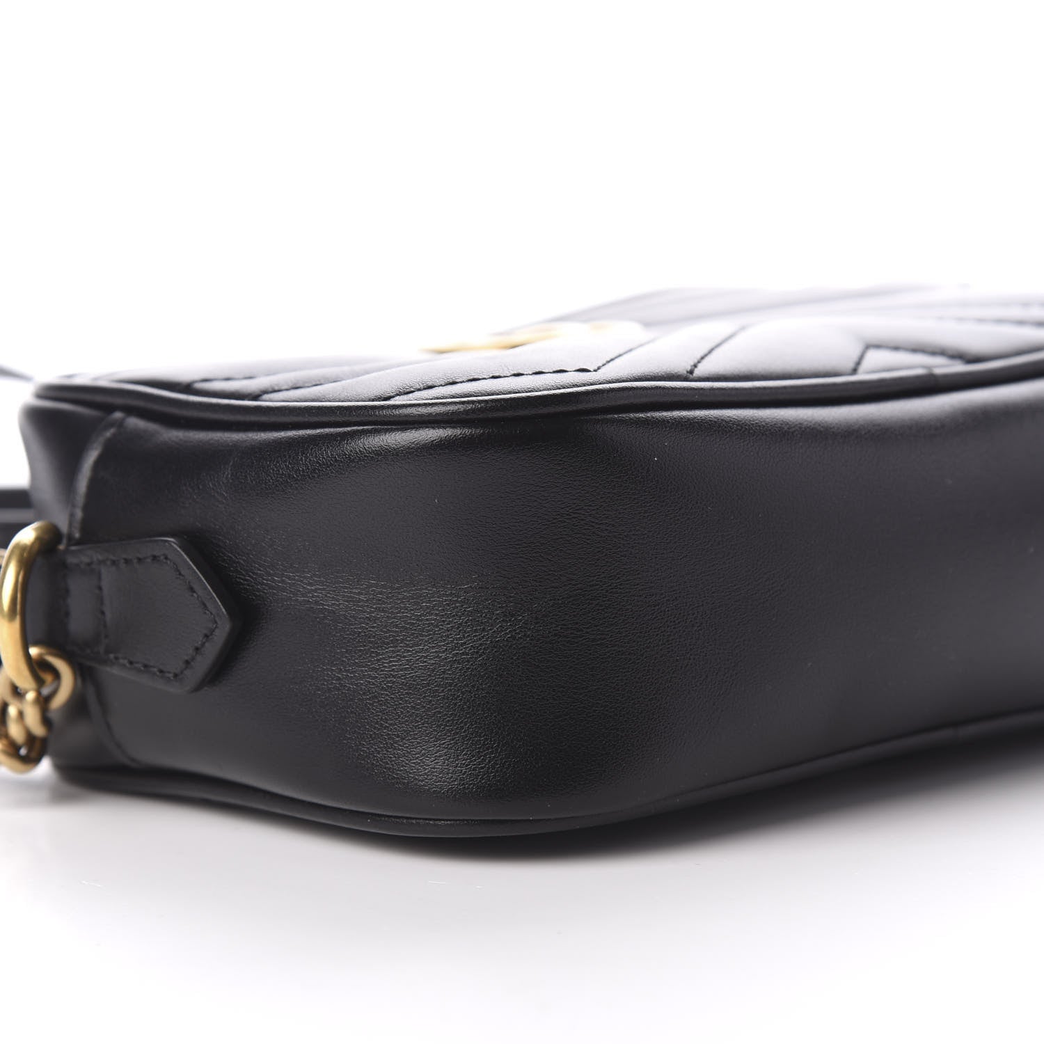 Gucci Calfskin Matelasse Mini GG Marmont Chain Shoulder Bag Black 5 of 10