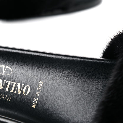 Valentino Garavani Mink Fur Rockstud Slide Sandals 36 Black 13 of 13