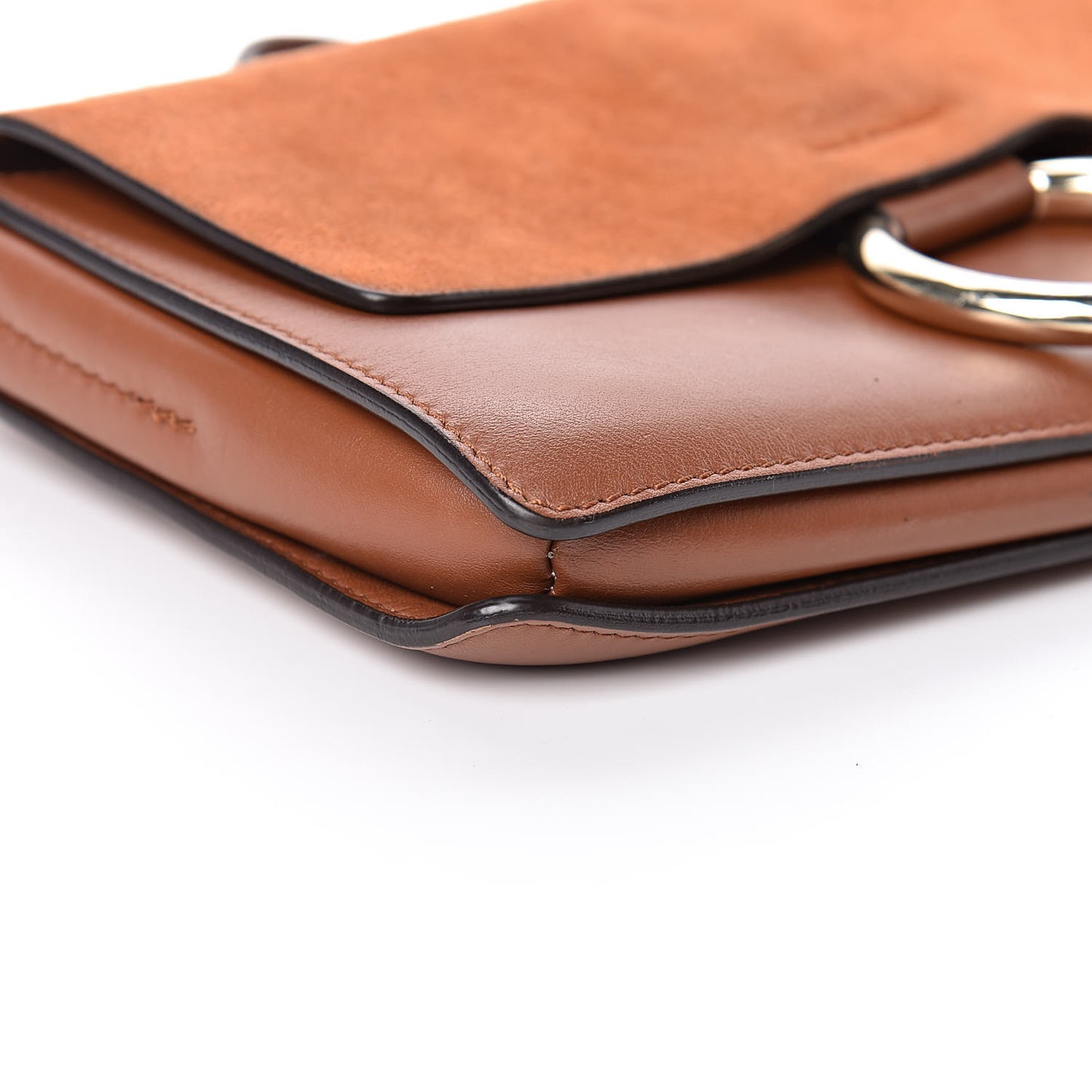 Suede Calfskin Small Faye Shoulder Bag Tobacco