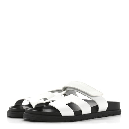 Hermes Calfskin Womens Chypre Sandals 37 White 4 of 10