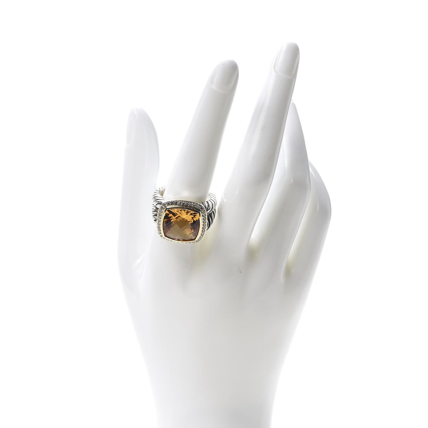 Sterling Silver 18K Yellow Gold Diamond Citrine 14mm Albion Ring 62 10