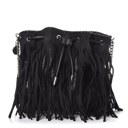 Stella McCartney Shaggy Deer Fringe Falabella Bucket Bag Black 1 of 7