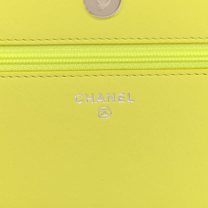 Chanel Lambskin Stitched Pop Stitches Wallet On Chain WOC Yellow 9 of 11