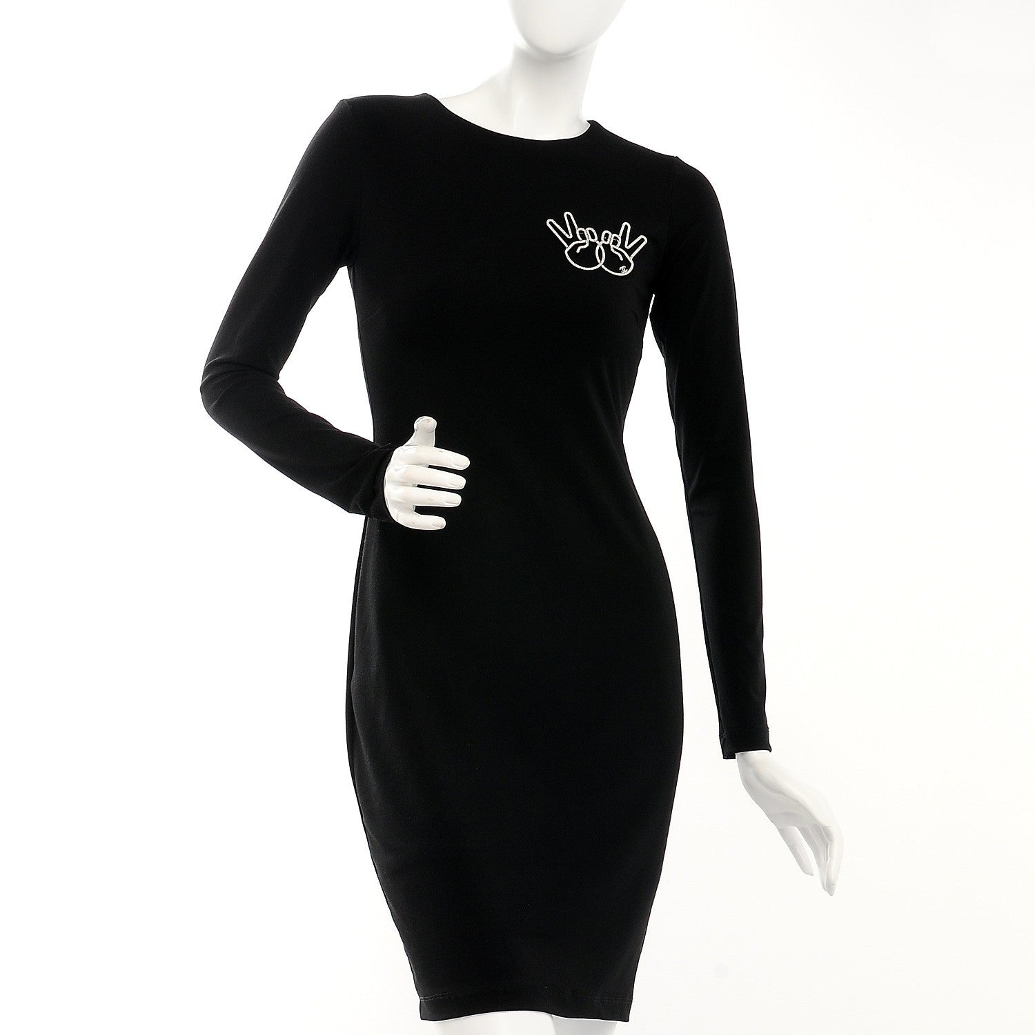 Chanel Strass Crystal Peace Sign Emoji Brooch Silver 2 of 5