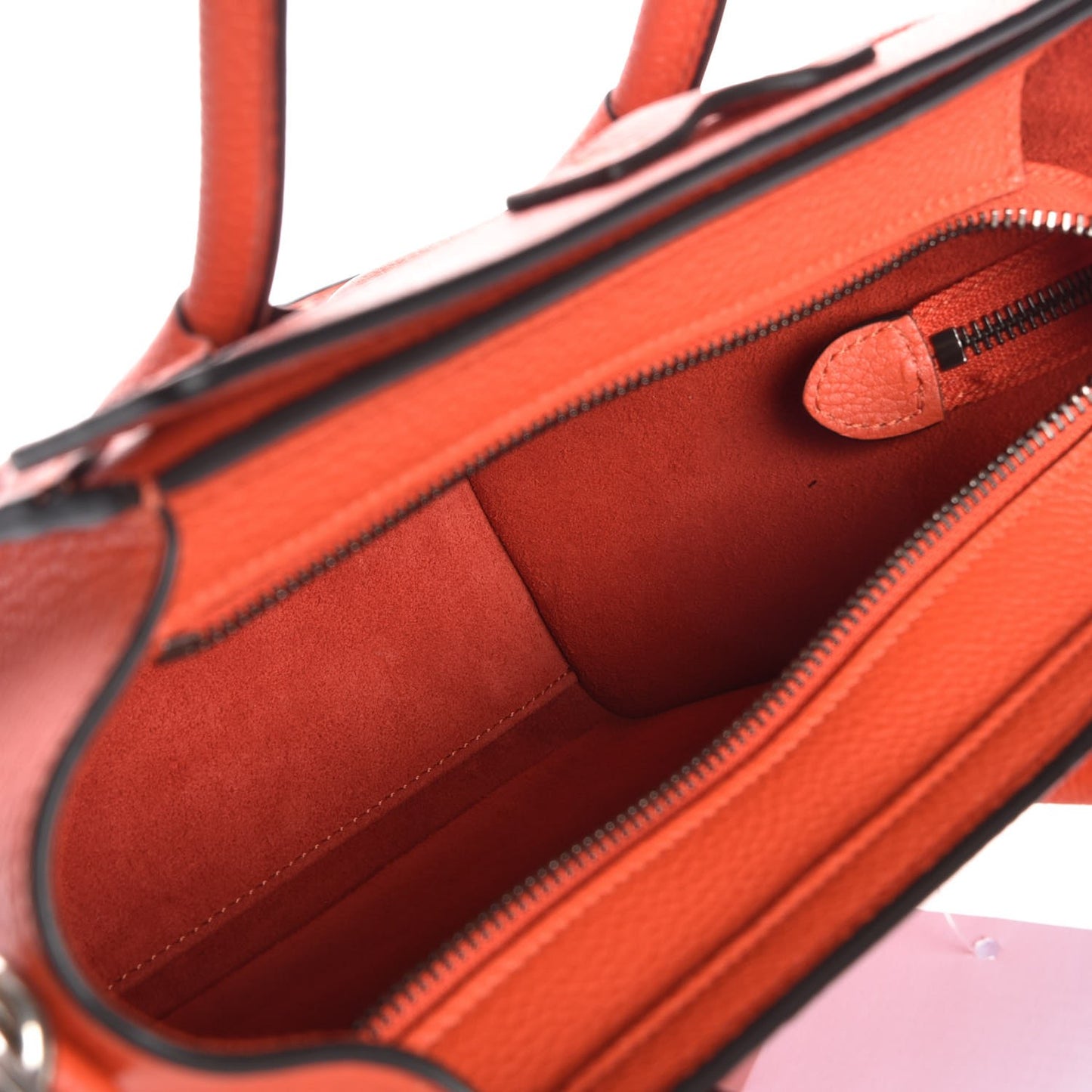 Drummed Calfskin Nano Luggage Vermillion