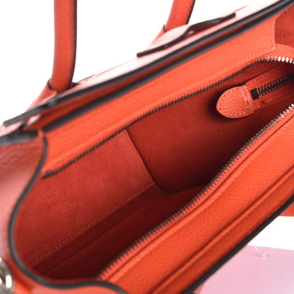 Celine Drummed Calfskin Nano Luggage Vermillion 5 of 6