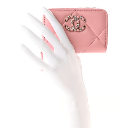 Chanel Lambskin Quilted Chanel 19 Zip Around Coin Purse Wallet Light Pink 2 of 7