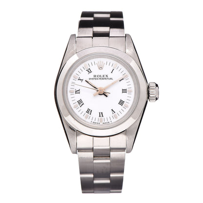 Rolex Stainless Steel 24mm Oyster Perpetual Watch White Roman 67180 1 of 8