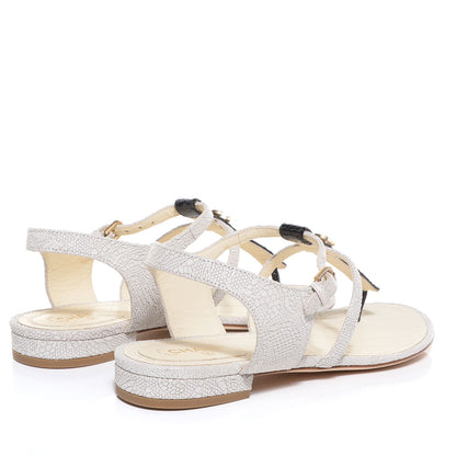 Chanel Calfskin Pearl CC Sandals 38 Black White 4 of 7