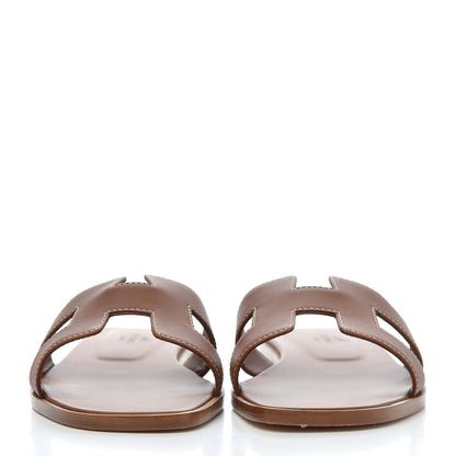 Hermes Box Calfskin Oran Sandals 36.5 Gold 2 of 11