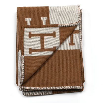 Hermes Wool Cashmere Avalon Blanket Ecru Camel 2 of 3