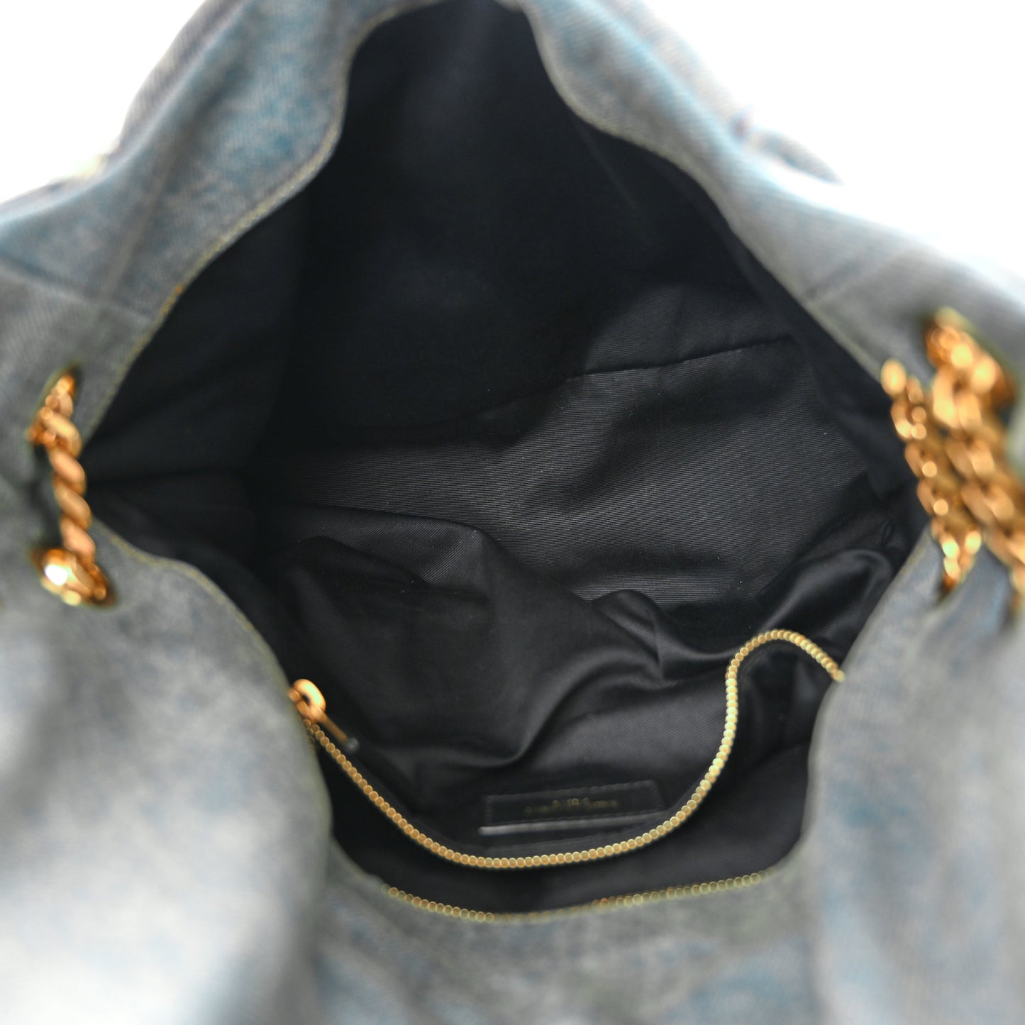 Denim Quilted Medium Loulou Puffer Monogram Chain Satchel Blue Cinnamon
