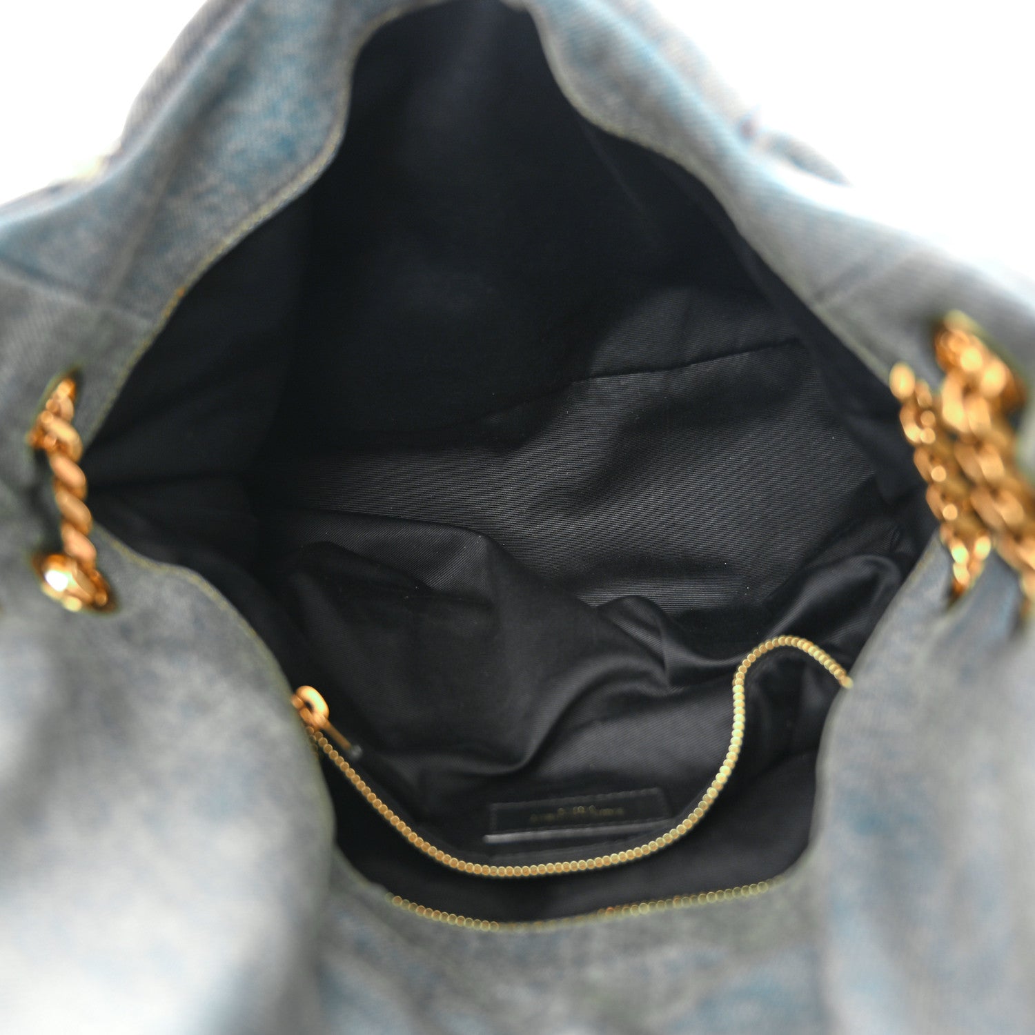 Saint Laurent Denim Quilted Medium Loulou Puffer Monogram Chain Satchel Blue Cinnamon 5 of 10