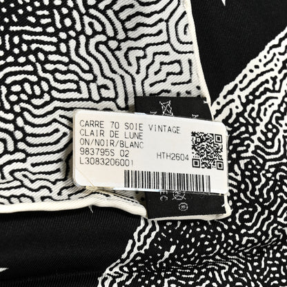 Hermes Silk Clair De Lune Double Face Scarf 70 Black White 3 of 5