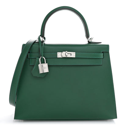 Hermes Madame Calfskin Kelly Sellier 25 Vert Moyen 1 of 12